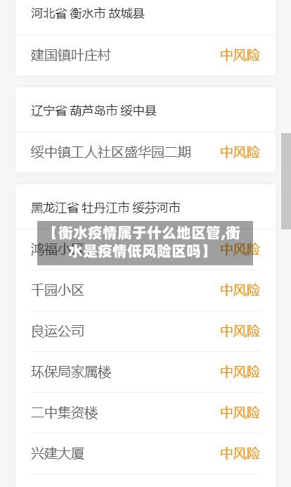 【衡水疫情属于什么地区管,衡水是疫情低风险区吗】