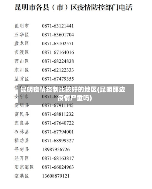 昆明疫情控制比较好的地区(昆明那边疫情严重吗)