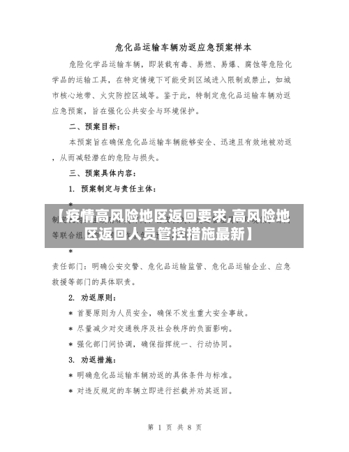 【疫情高风险地区返回要求,高风险地区返回人员管控措施最新】