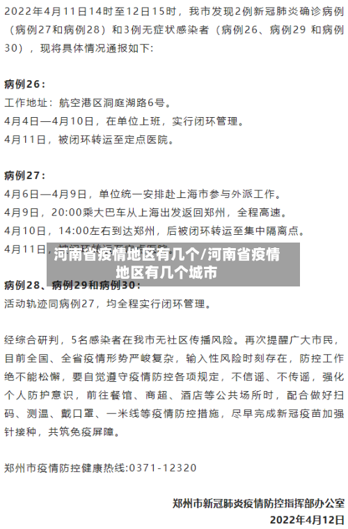 河南省疫情地区有几个/河南省疫情地区有几个城市