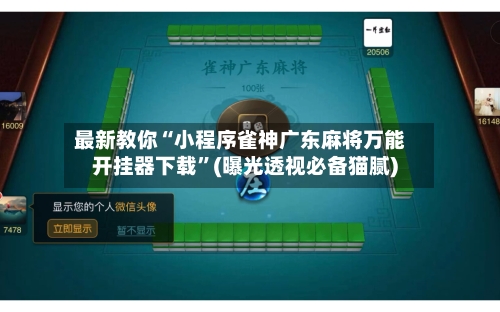 最新教你“小程序雀神广东麻将万能开挂器下载”(曝光透视必备猫腻)-第3张图片