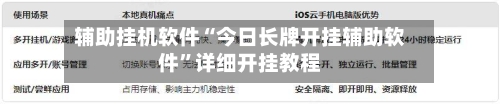 辅助挂机软件“今日长牌开挂辅助软件	”详细开挂教程-第2张图片
