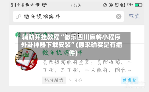 辅助开挂教程“微乐四川麻将小程序外卦神器下载安装”(原来确实是有插件)-第3张图片