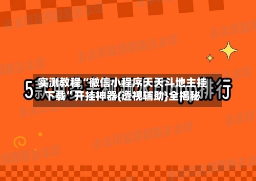 实测教程“微信小程序天天斗地主挂下载”开挂神器{透视辅助}全揭秘-第2张图片