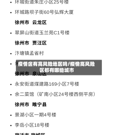 疫情区有高风险地区吗/疫情高风险区都有哪些城市