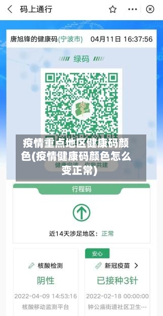 疫情重点地区健康码颜色(疫情健康码颜色怎么变正常)