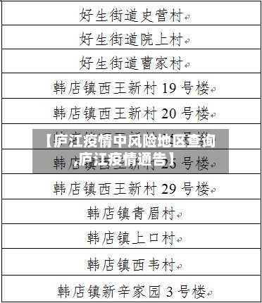 【庐江疫情中风险地区查询,庐江疫情通告】-第2张图片